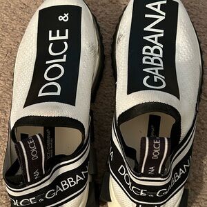 Dolce & Gabbana Men's Black and White Logo Sneakers